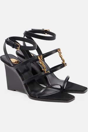Saint Laurent Wedge-Sandalen Cassandra 90 aus Leder