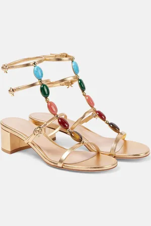 Gianvito Rossi Sandalen Shanti 55 aus Metallic-Leder