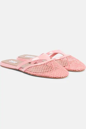 Alaïa Alaïa Slippers aus Mesh mit Lackleder