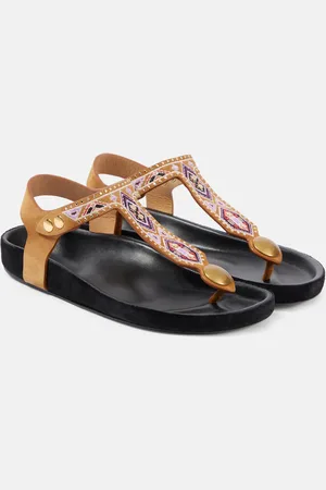Isabel Marant Bestickte Sandalen Enore aus Veloursleder