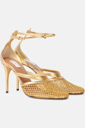Alaïa Alaïa Pumps Infradito Fishnet 90 aus Metallic-Leder