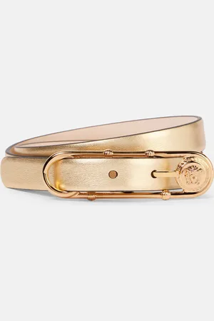VERSACE Gürtel Safety Pin aus Metallic-Leder