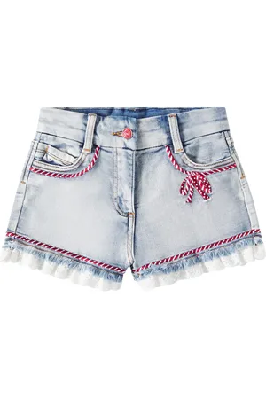 MONNALISA Bestickte Jeansshorts mit Spitze