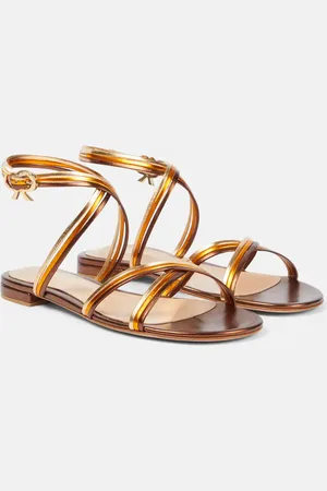 Gianvito Rossi Sandalen Calissa aus Metallic-Leder