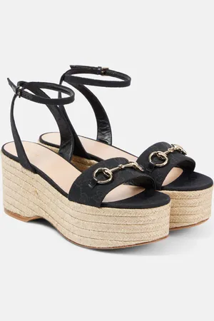 Gucci Espadrille-Wedges Lady Horsebit aus Veloursleder