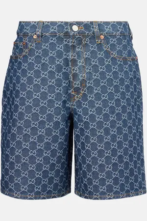 Gucci Jeansshorts mit Leder