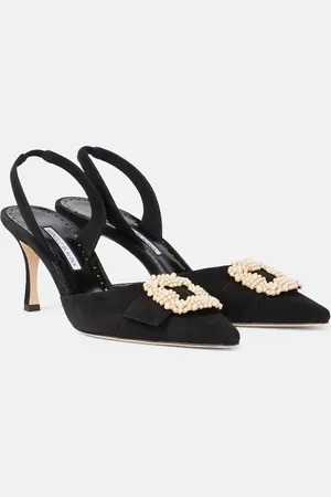 Manolo Blahnik Verzierte Slingback-Pumps Gibsli 70 aus Veloursleder