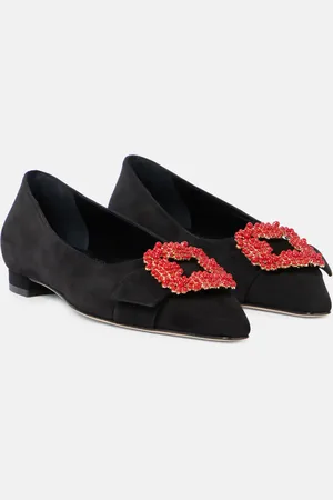 Manolo Blahnik Verzierte Ballerinas Gifla aus Veloursleder