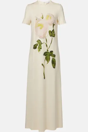 Oscar de la Renta Maxikleid Painted Roses aus Jersey