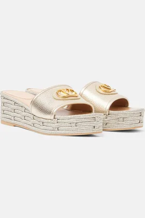 VALENTINO GARAVANI Plateau-Pantoletten VLogo Signature aus Metallic-Leder
