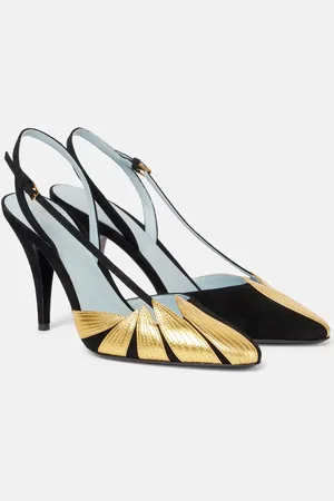 VALENTINO GARAVANI Slingback-Pumps Foliefoliage 90 mit Metallic-Leder