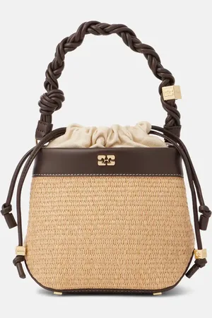 Ganni Bucket-Bag Bou aus Raffiabast