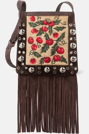 VALENTINO GARAVANI Schultertasche Cherryfic Nellcôte Small mit Veloursleder