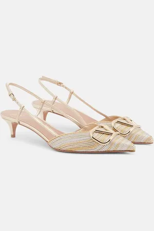 VALENTINO GARAVANI Slingback-Pumps VLogo Signature 40 aus Metallic-Leder