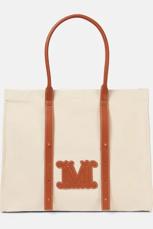 Max Mara Tote Brava aus Canvas mit Leder