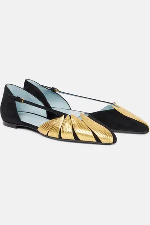 VALENTINO GARAVANI Ballerinas Foliefoliage mit Metallic-Leder