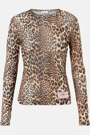 Ganni Bedrucktes Top aus Mesh