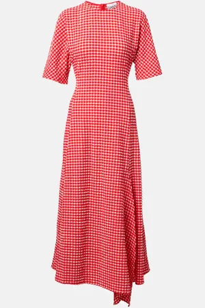 Ganni Midikleid aus Seersucker