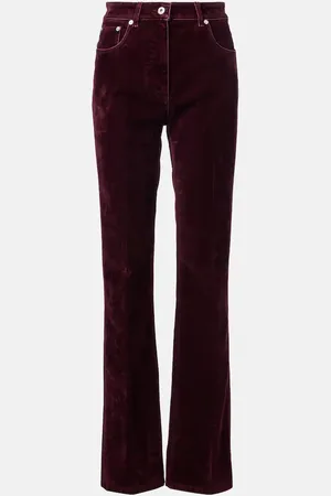 Salvatore Ferragamo Gerade Mid-Rise-Hose aus Samt