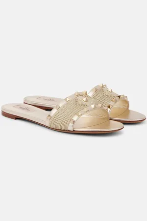 VALENTINO GARAVANI Pantoletten Rockstud aus Metallic-Leder
