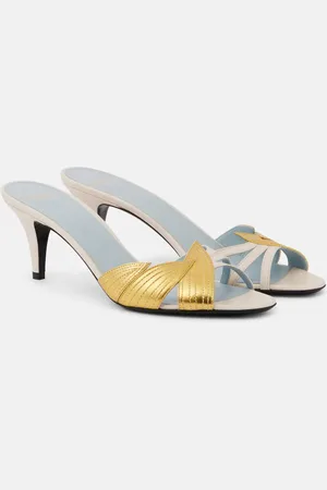 VALENTINO GARAVANI Pantoletten Foliefoliage mit Metallic-Leder