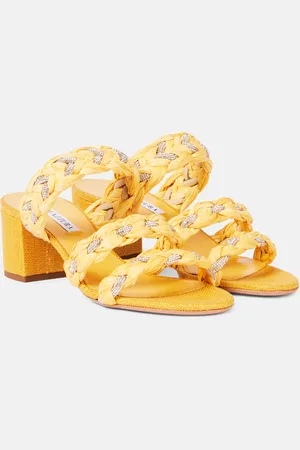 Aquazzura Sandalen Costiera 50 aus Raffiabast mit Kristallen