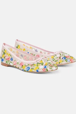 Manolo Blahnik Bestickte Ballerinas Verdino aus Mesh