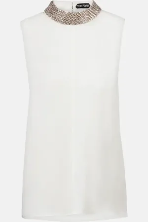 Tom Ford Top aus Seidensatin mit Kristallen