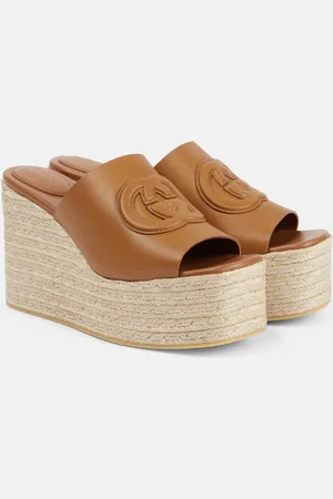 Gucci Espadrille-Wedges GG aus Leder