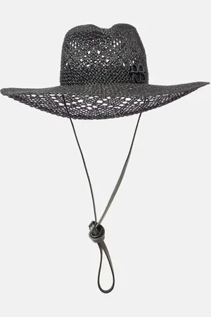 Ruslan Baginskiy Fedora-Hut aus Stroh mit Leder