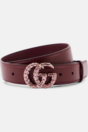 Gucci Gürtel Double G aus Leder mit Kristallen