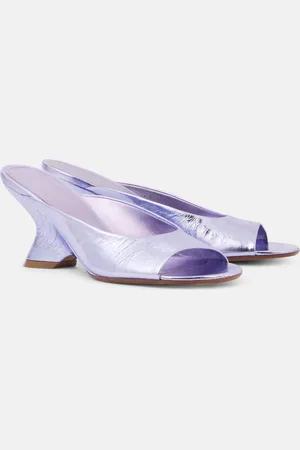 DRIES VAN NOTEN Wedge-Pantoletten aus Metallic-Leder