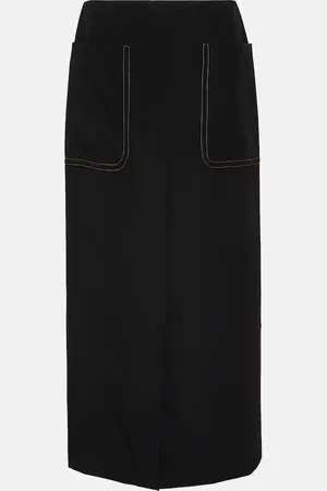 DRIES VAN NOTEN High-Rise-Midirock aus Wolle