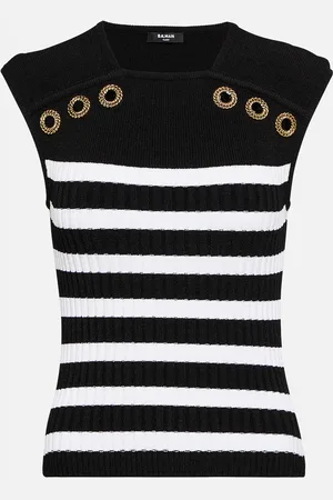Balmain Verziertes Top aus Rippstrick