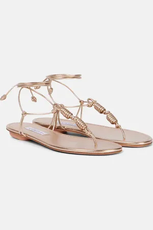 Aquazzura Sandalen Oaxaca aus Metallic-Leder