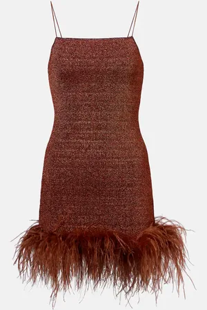 Oseree Oséree Minikleid Lumière Plumage mit Federn