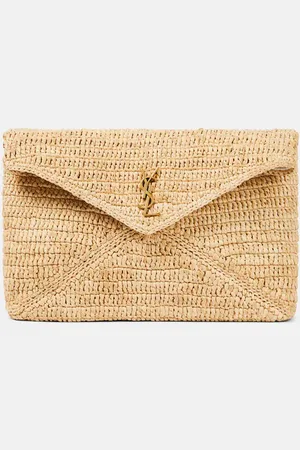 Saint Laurent Clutch Cassandre Large aus Raffiabast