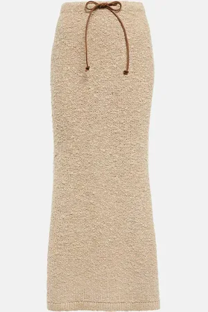 Prada High-Rise-Midirock aus Bouclé
