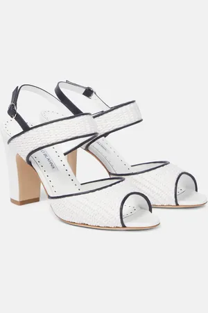 Manolo Blahnik Sandalen Khiko 90 aus Raffiabast mit Leder