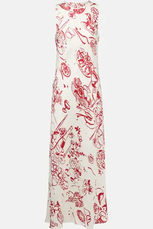 ASCENO Bedrucktes Maxikleid aus Seide