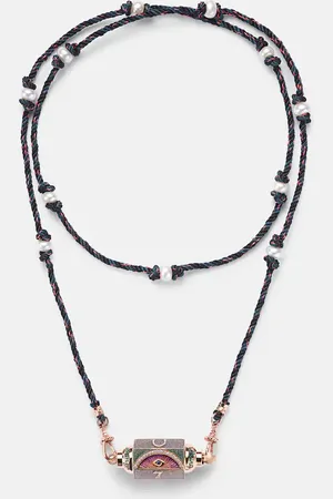 Marie Lichtenberg Halskette Lucky mit 18kt Roségold, Emaille, Diamanten und Süßwasserperlen