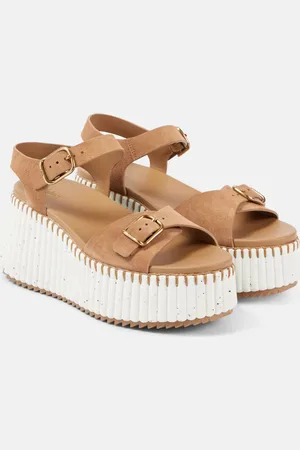 Chloé Chloé Plateausandalen Nama aus Veloursleder