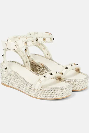VALENTINO GARAVANI Plateausandalen Rockstud Torchon mit Leder