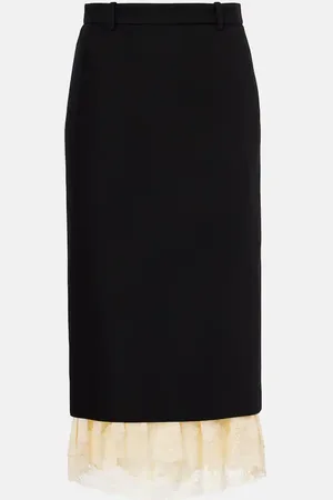 Balenciaga Midirock aus Wolle mit Spitze