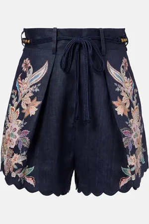 ZIMMERMANN Bestickte Shorts Rhiannon aus Leinen