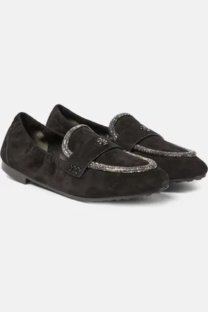 Tory Burch Verzierte Loafers aus Veloursleder