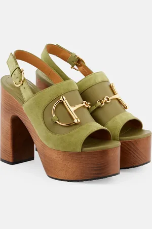 Gucci Slingback-Sandalen Horsebit aus Veloursleder