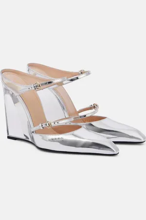 Gucci Wedges Christy aus Metallic-Leder