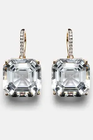 Mateo Ohrringe aus 14kt Gelbgold mit Diamanten und Quarz