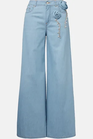 AREA Wide-Leg Jeans mit Kristallen